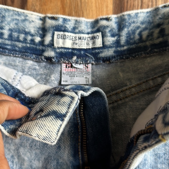 Vintage Guess 80s 90s Acid Wash Denim Skirt XXS - Picture 3 of 9